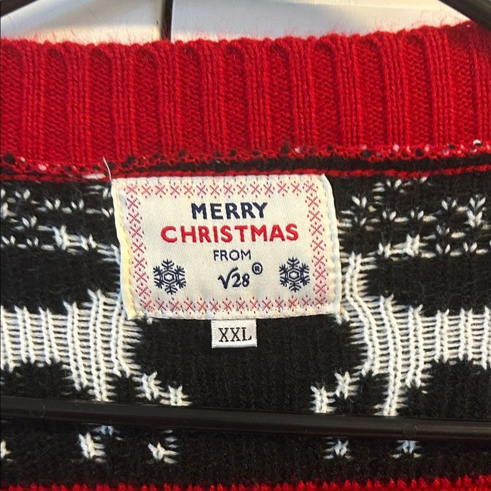 Women's Reindeer Pattern Cardigan - Red and Black - Picture 2 of 4